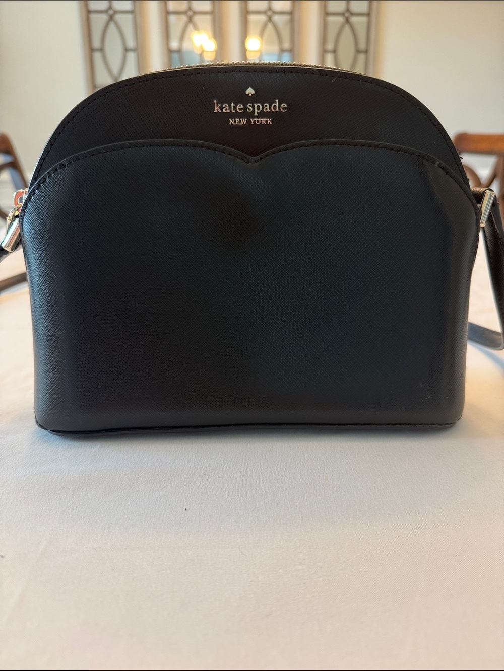 Kate Spade New York Black Saffiano Leather Scallop Crossbody Bag